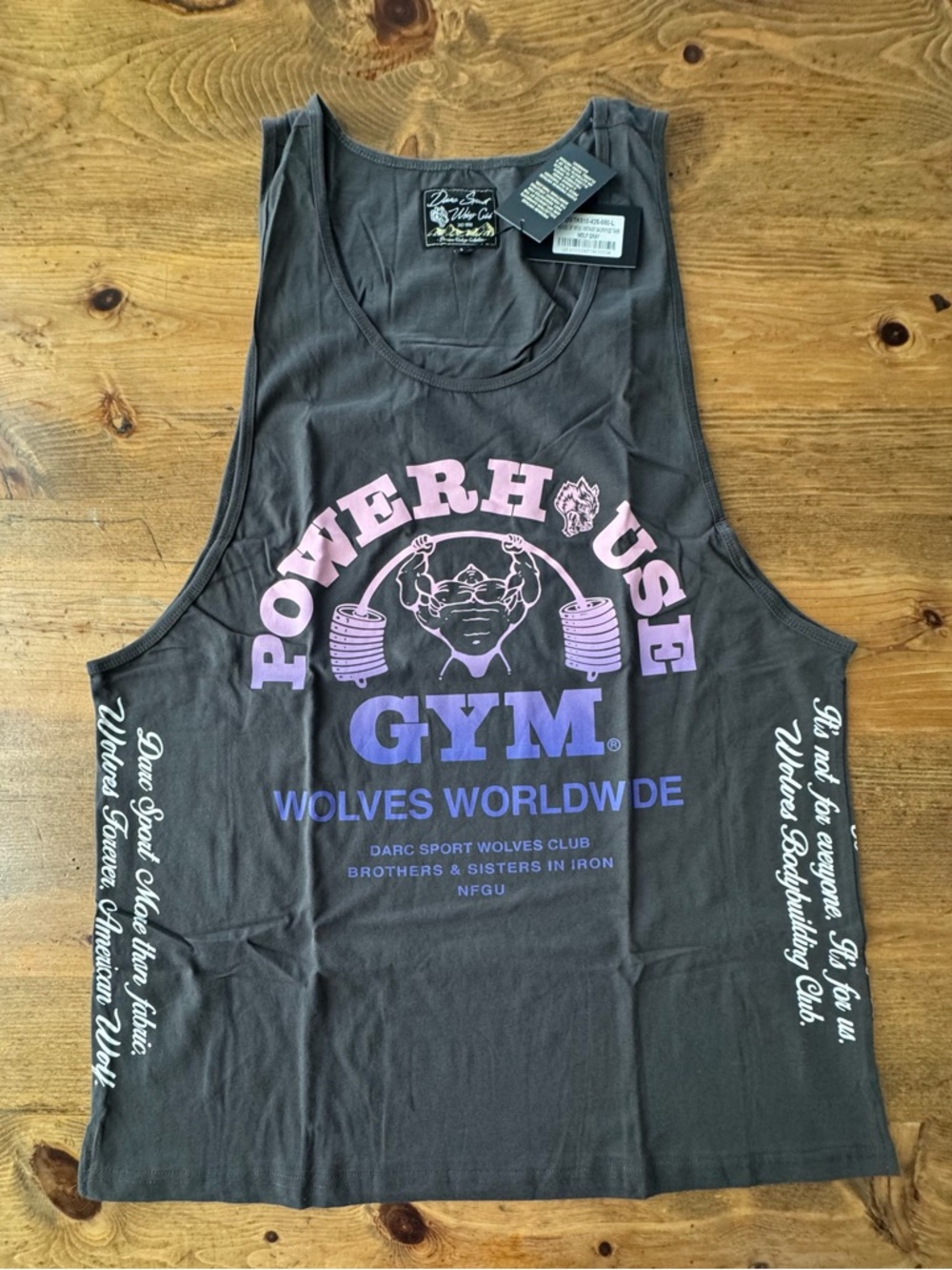 Darc Sport House of NFGU Vintage Sacrifice Tank Wolf Gray Gym Sleeveless NWT